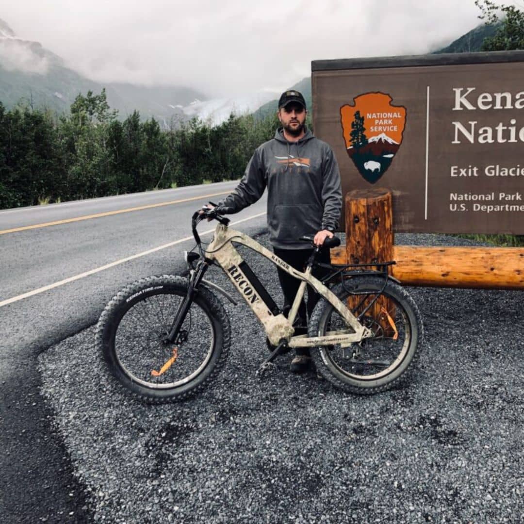 riding e-bike in national park
